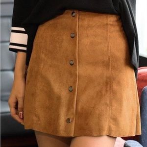 Button Down Suede Skirt